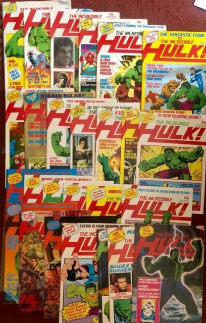 Incredible Hulk Marvel Comics UK Issue Numbers 1  - 27 but missing No 23