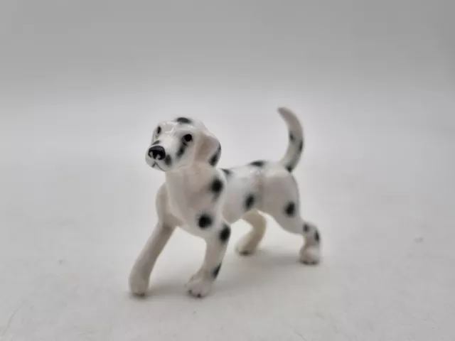 Miniature Porcelain Black & White Dalmation Dog Puppy Figurine