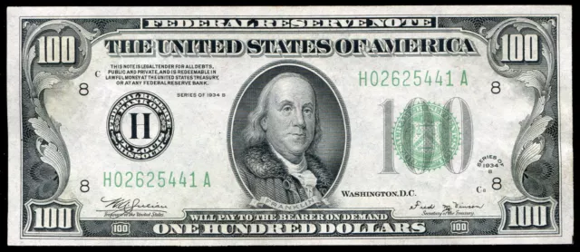 Fr. 2154-H 1934-B $100 Frn Federal Reserve Note St. Louis, Mo Gem Uncirculated