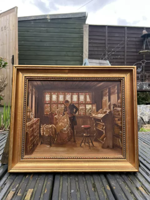 Antique / Vintage Framed Oil On Board Picture Painting - Garage Find