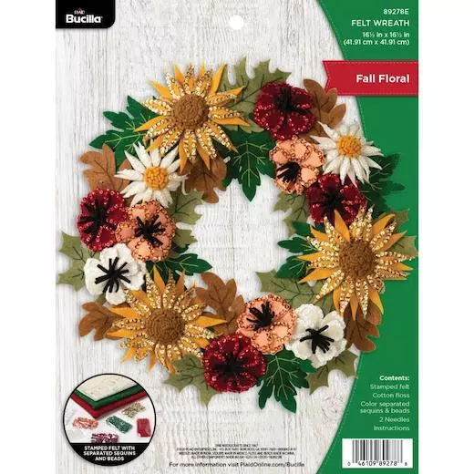 Bucilla 16" Felt Applique Wreath Kit - Floral Fall