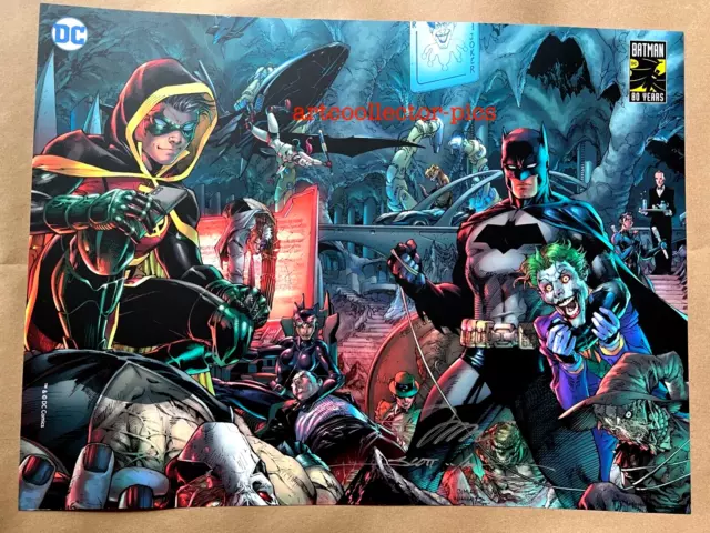 Batman JIM LEE sdcc nycc comic con 18x24 SIGNED by 2 artists art print RARE NEW