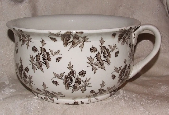 Mintons MALVERN CHAMBER POT Victorian Aesthetic Brown Floral Staffordshire