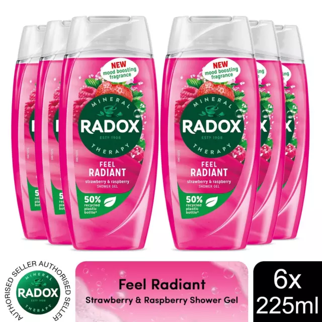 Radox Feel Radiant Shower Gel with Strawberry and Raspberry Fragrance, 225ml