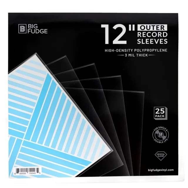 BIG FUDGE 50x Vinyl Record Outer Sleeves 12" LP | Durable & Wrinkle-Free | Cr...