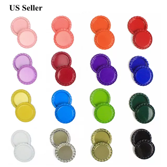 Paquete de 100 Variedad de Colores Botellas Aplanadas Tapas Sin Liner Doble Cara Pintadas EE. UU.