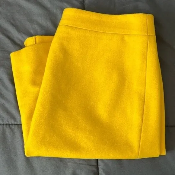 JCrew Factory The Pencil Skirt Double Serged Wool Yellow Size 8