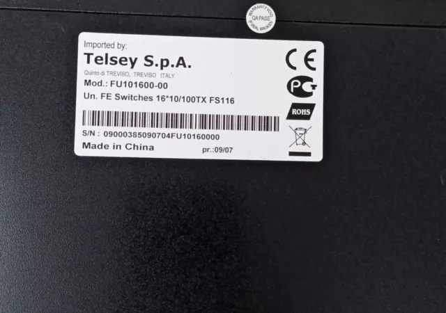 Telsey FU101600-00 Commutateur de Réseau 16 Canaux 3