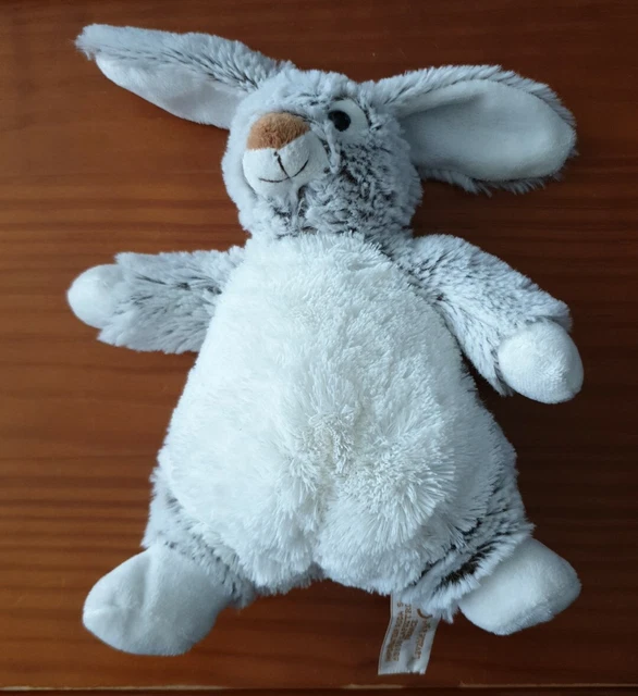 DOUDOU PELUCHE RODADOU RODA LAPIN GRIS ET BLANC  23 CM nez marron