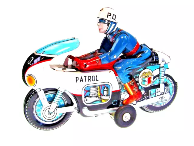 GSMOTO *POLICE PATROL" T.N.JAPAN 1960s, FRICTION OK, NEARLY NEWnGOOD BOX !