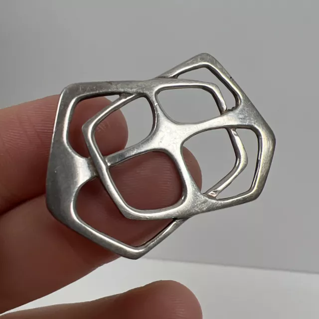 Beautiful Scarce Vintage 1969 Ola Gorie Sterling Silver Modernist Brooch Orkney