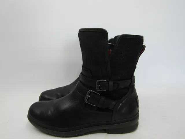 UGG Womens Size 9 M Black Leather Buckle Zip Ankle Fashion Boots
