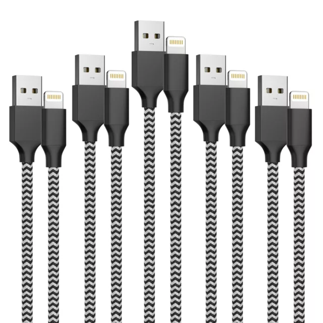 5 Pack 10FT 6FT 3FT Charger For iPhone 14 13 12 11 X 8 Plus Cable Cord Charging