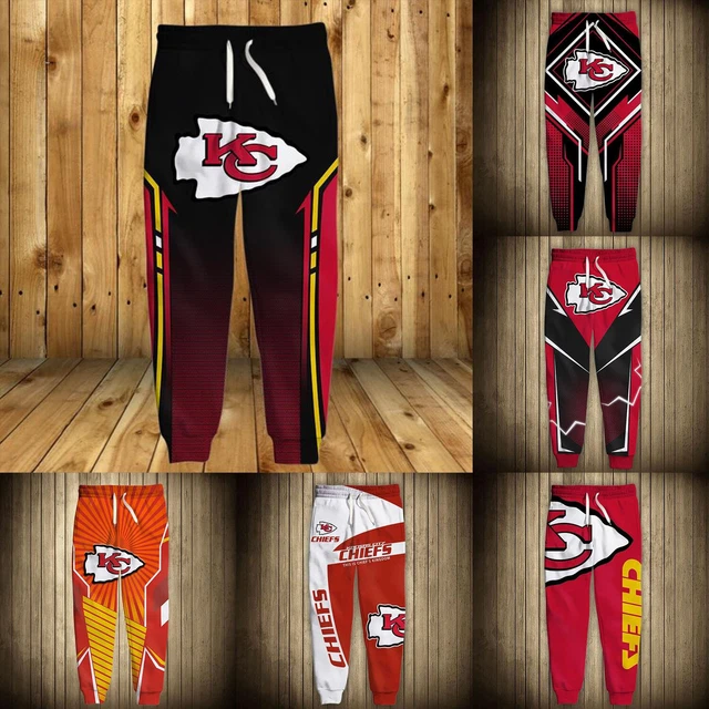 Kansas City Chiefs Men's Drawstring Sweatpants Gym Workout Pants Jogger Trousers