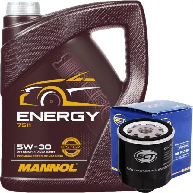 SCT ÖLFILTER + 5L 5W-30 MOTORÖL MANNOL ENERGY 5W30 ÖL für AUDI SEAT SKODA VW