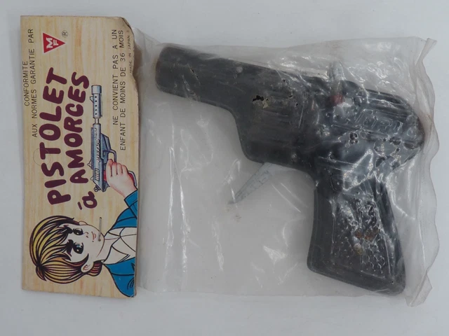 JOUET ANCIEN PISTOLET à amorces en tôle emboutie P.F EUR 20,00