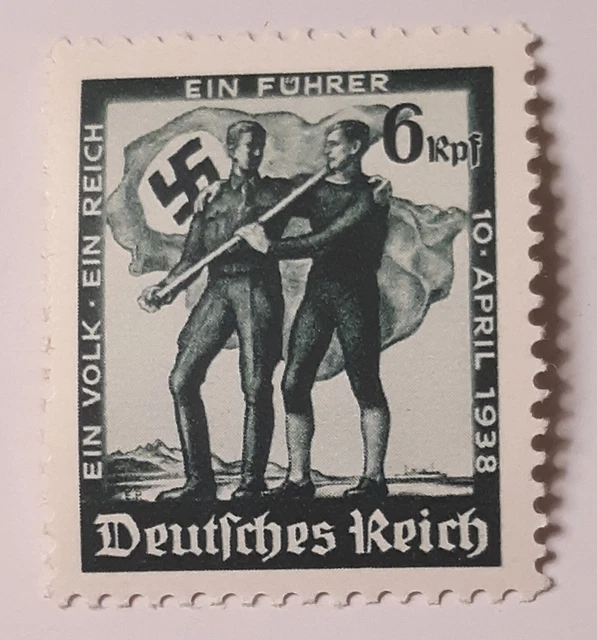 One Unused WW2 German 6Rpf Stamp , WWII , 3rd Reich,  6 Reichspfennig stamp