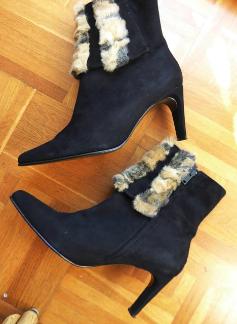 Bottes Manoush Authentiques Noir Et Rose Avec Fourrure - Taille 36, Occasion