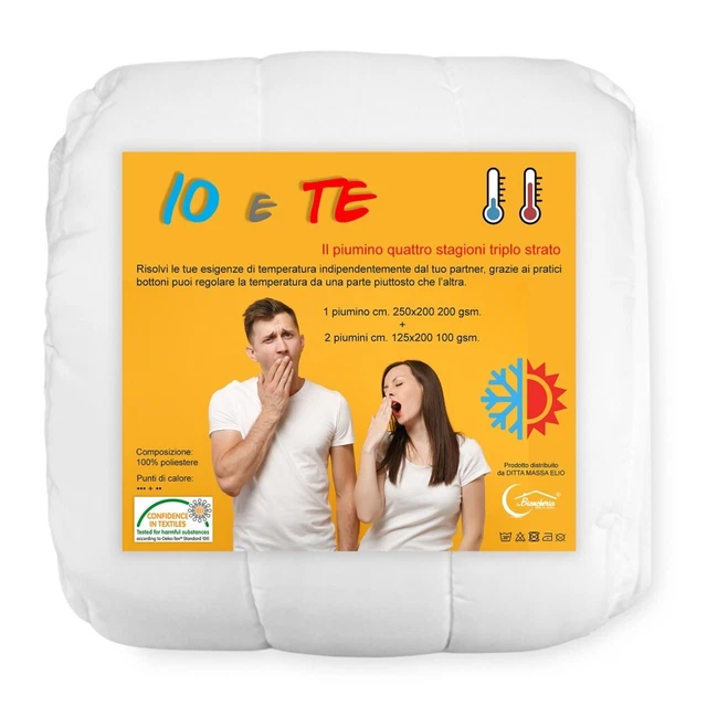 PIUMINO in morbida microfibra 4 STAGIONI IO e TE © ideale per LUI e LEI triplo s