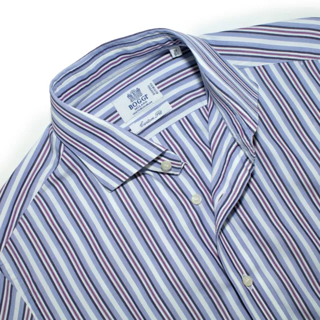 Camicia Uomo BOGGI MILANO 39 15,5 M a righe blu e rossa