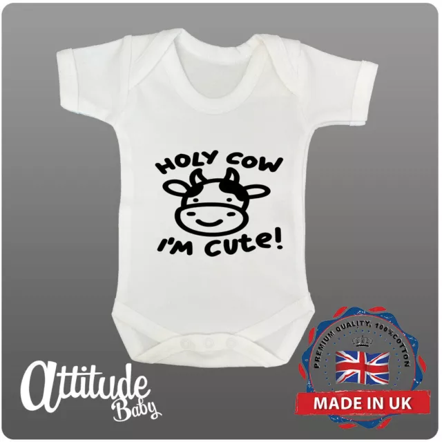 Funny Baby Grows-Printed-Holy Cow Im Cute-Baby Shower Gifts