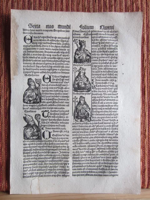 Incunable Sheet Of 1497.  H. Liber Cronicarum By Schedel. 8 Engravings. Original