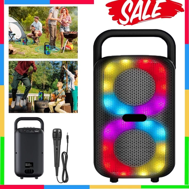 BLUETOOTH PORTABLE SPEAKERS with Mic Subwoofer Wireless Outdoor Home ...