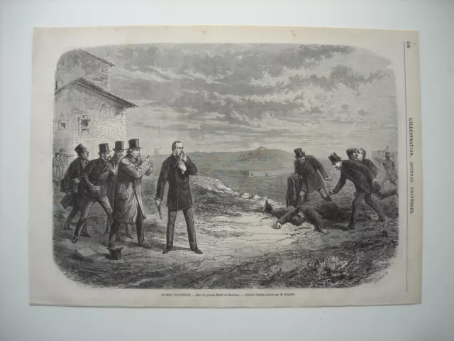 Gravure 1870. Le Duel D’alcorcon. Mort Du Prince Henri De Bourbon.