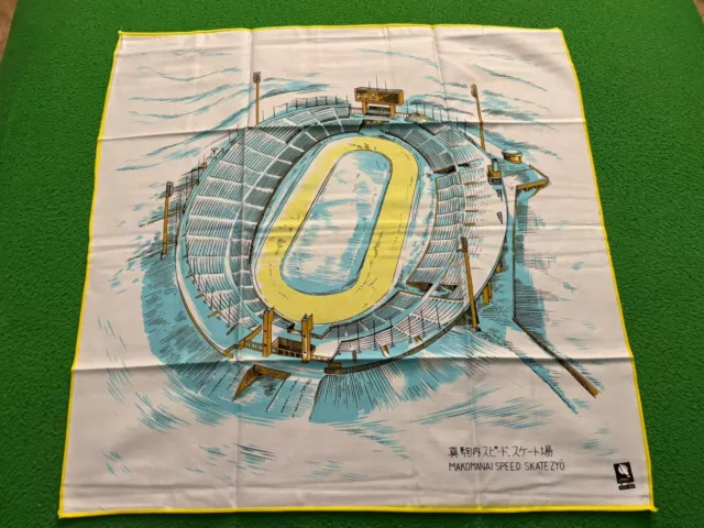 New Vintage Olympic Scarf Handkerchief Sapporo 1972 Japan Winter Speed Skating