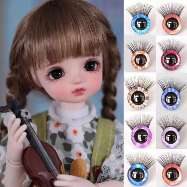 10 Colors Plastic Safety Eyes Eyes with Eyelash  Doll Accessories