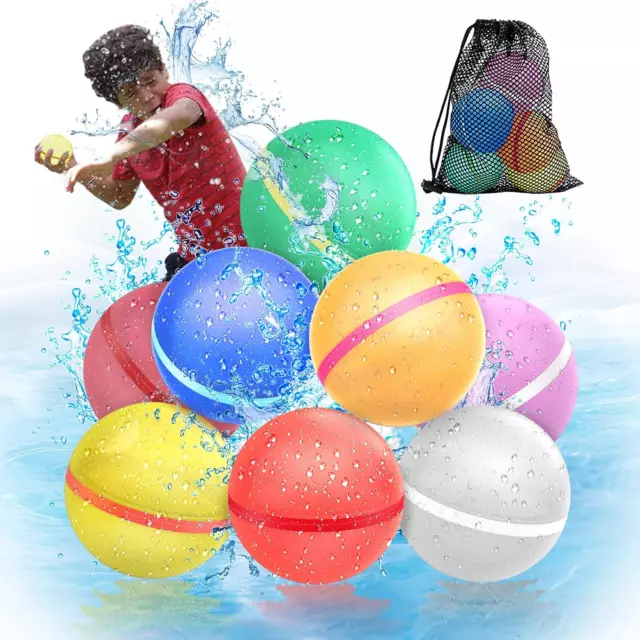 【8 Pack】Magnetic Reusable Water Balloons Fast Refillable for Kids Outdoor Activi