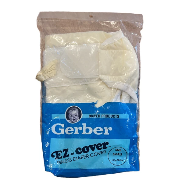 Vintage Gerber EZ Cover Pinless Diaper Cover White NIP SZ Small