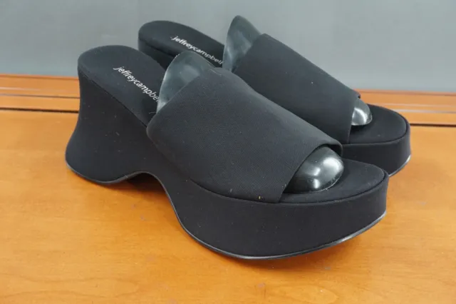 Jeffrey Campbell 6Teen Womens Size 9 Shoe Black Platform Wedge Slide Sandals 3