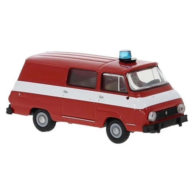 Modellfahrzeug Skoda 1203 Halbbus, rot, Feuerwehr, 1969.