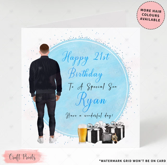 HANDMADE PERSONALISED MALE Birthday Card 18th 21st 30th 40th Son Friend ...