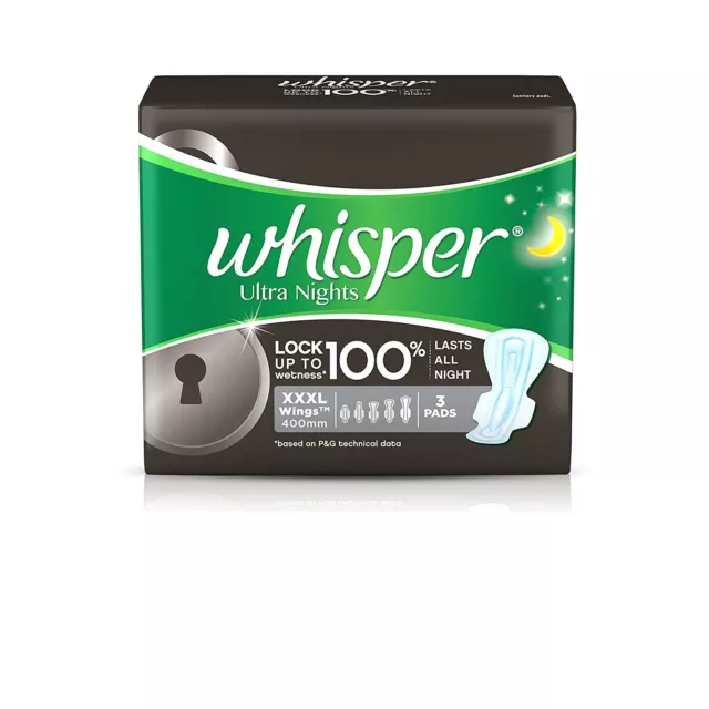 Whisper Ultra Nights Sanitary Pads - XXXL Wings (3 Pads) Free shipping world