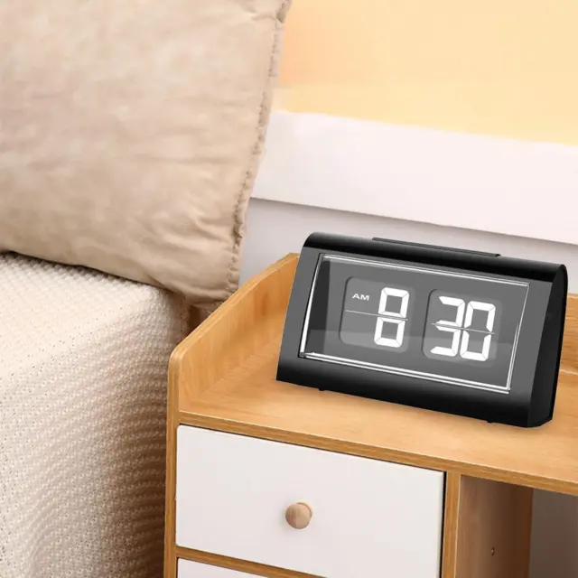 Auto Flip Digital Alarm Clock Battery Powered Hotel Bedroom
