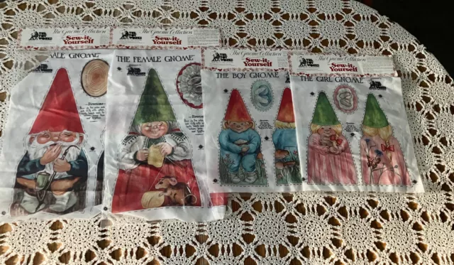 RARE!! 1979 The Toy Works Sew-It-Yourself The Gnome Collection Family 4 Patterns