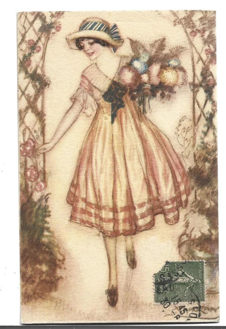 Carte Postale Ancienne Illustrée Par Mauzan - Femme élégante - Paris 1900