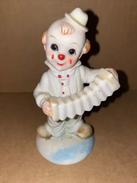 Porcelain Clown Figurine With Accordian Original Artmark