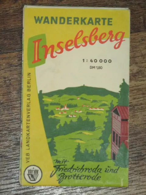 Inselberg mit Friedrichroda und Brotterode - alte DDR Wanderkarte von 1963