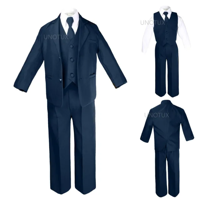 New Boy Baby Toddler Teen Formal Wedding Party Navy 5pc Suit Tuxedo Tie Set S-20