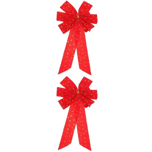 hanging decorative bows 2x Weihnachten Band Bogen Urlaub Baum Topper Bogen