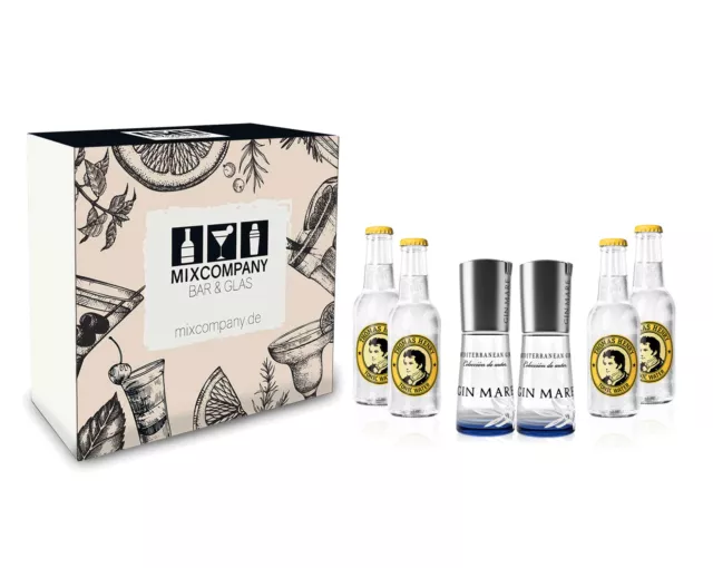 Gin Mare Gin tonic Set / Geschenkset - 2x Gin Mare Mediterranean Miniatur 100ml