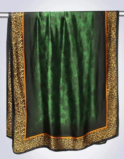 NEW Green leopard Print Black Scarf Ladies Womens Shawl Sarong Present Gift UK