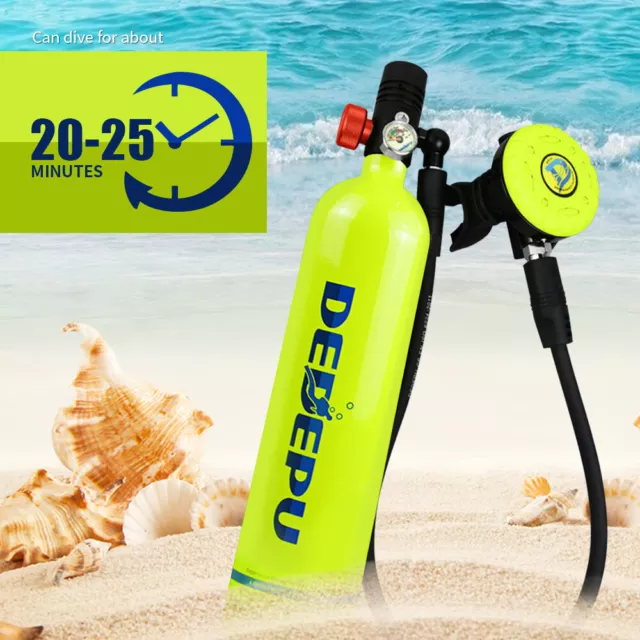 Mini Scuba Diving Case Kit 0.5L/1L Oxygen Tank Pump Equipment Underwater Breath