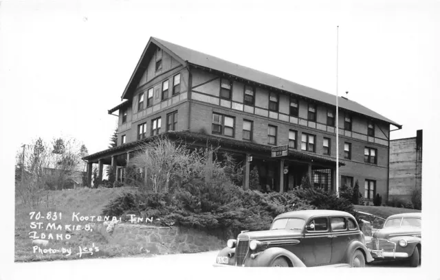 J43/ St Maries Idaho RPPC Postcard c1950s Kootenai Lodge Automobile 222