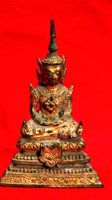 ANTIQUE 18c CHINESE BRONZE GILT  BUDDHA STATUE