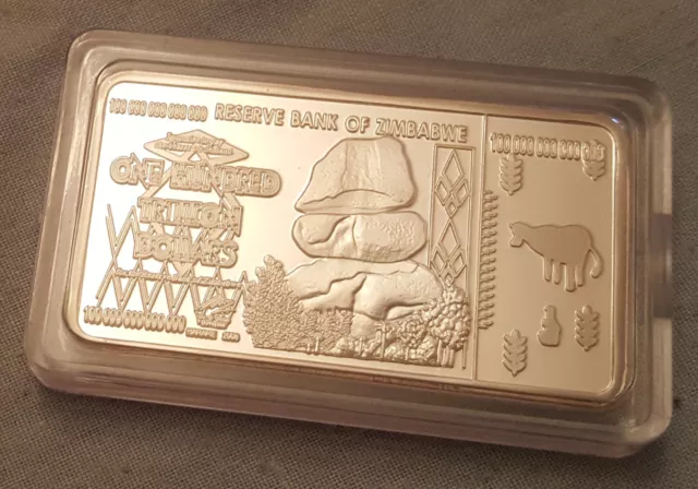 Zimbabwe Silver Bar Trillion Million Dollars Unusual Unique Gift Humour LOL Joke 2