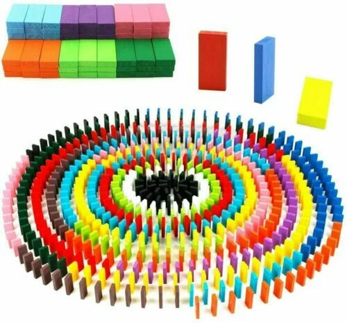 480 Stk Dominosteine bunte Bausteine Bauklötze Holzklötze Kinder Domino Spielzeu
